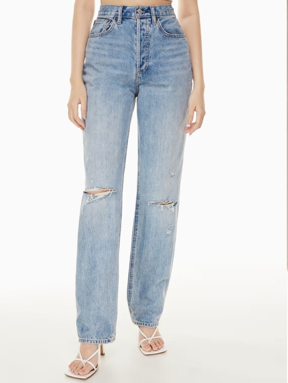 Aritzia Denim Forum The Joni High Rise Loose Jeans 32L 90s Distressed Size 26